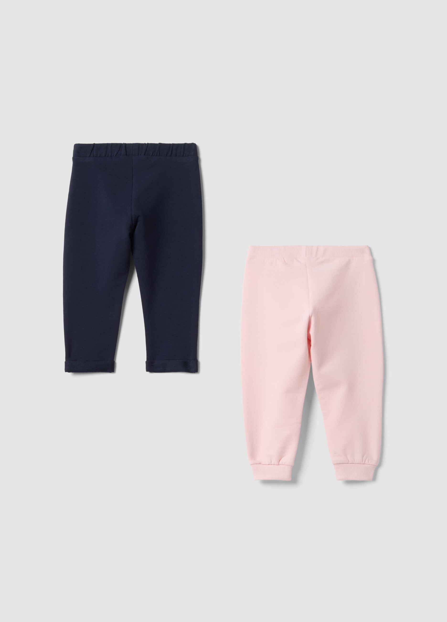 Two-pack of multicolour stretch-cotton joggers for baby girl
