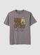 Grey pure cotton T-shirt with front print, regular fit_4