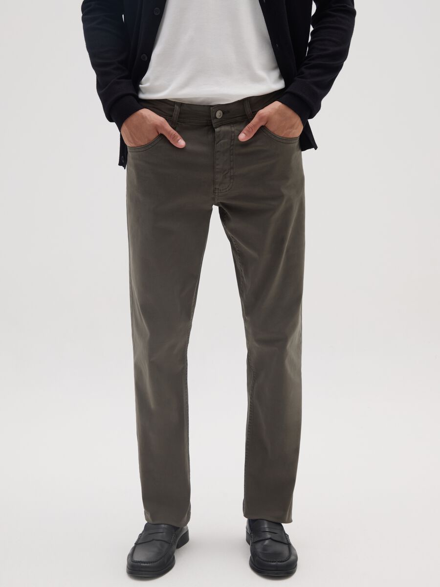 Slim Fit Green Cotton Trousers_1