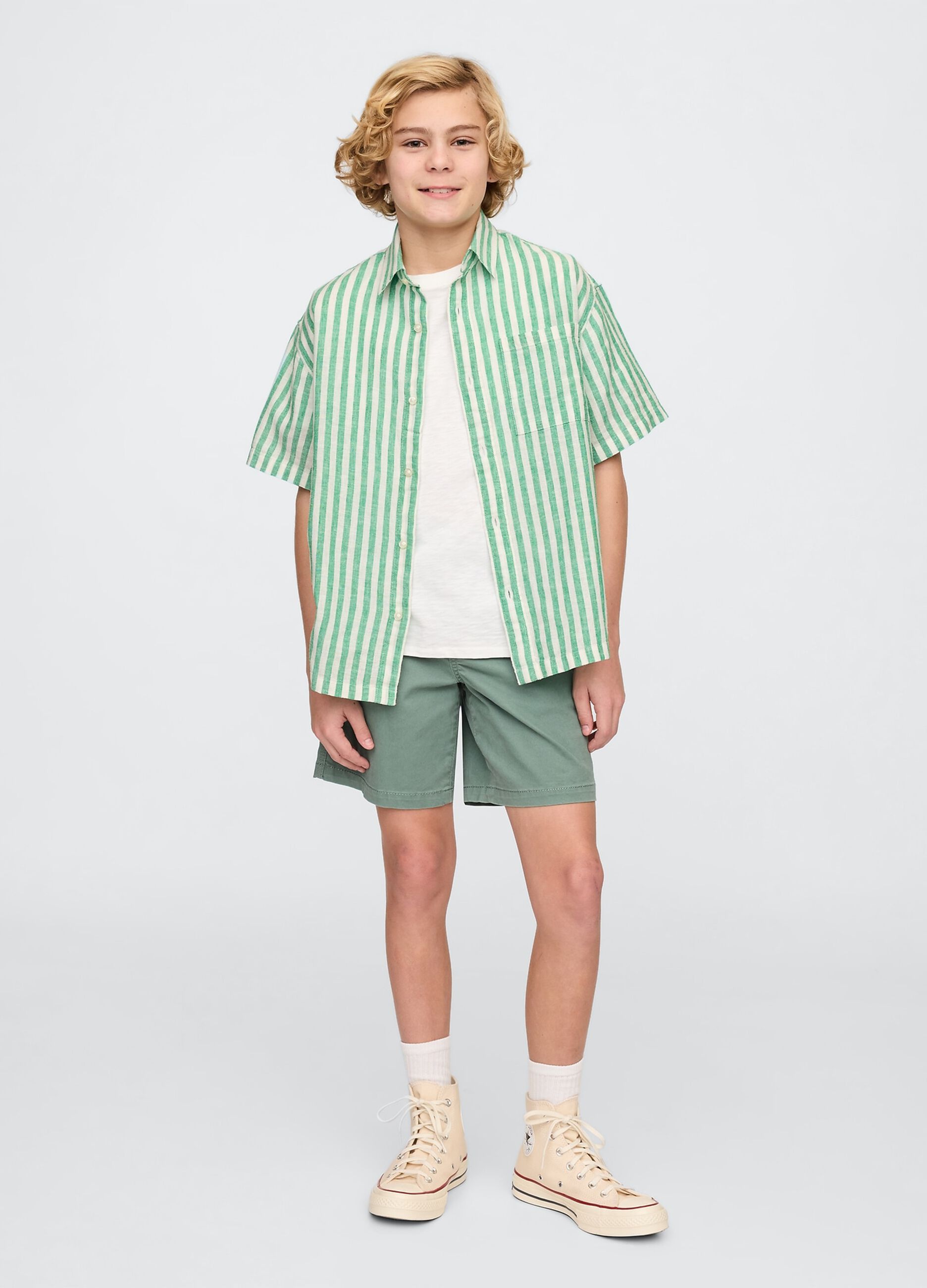 Green and White Striped Shirt