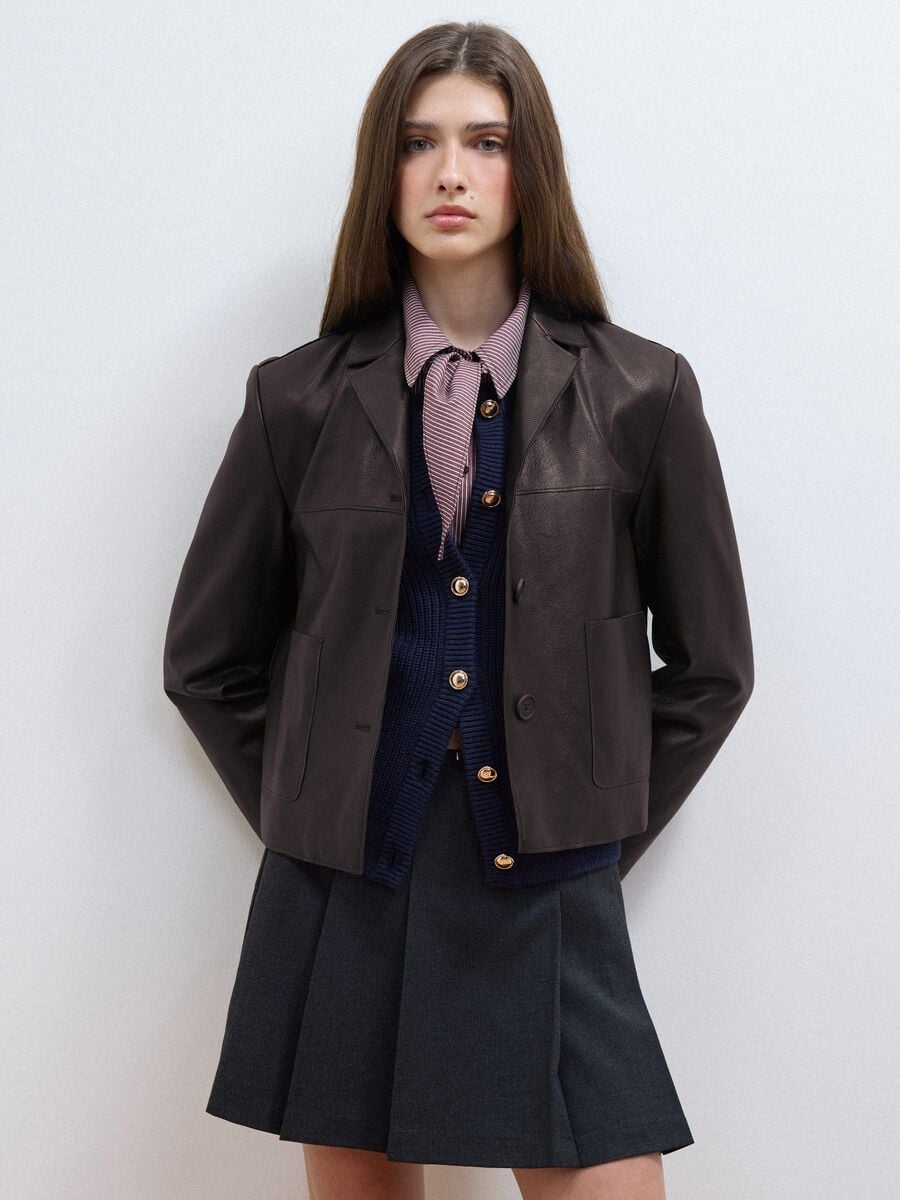 Giacca marrone regular fit con bottoni_0