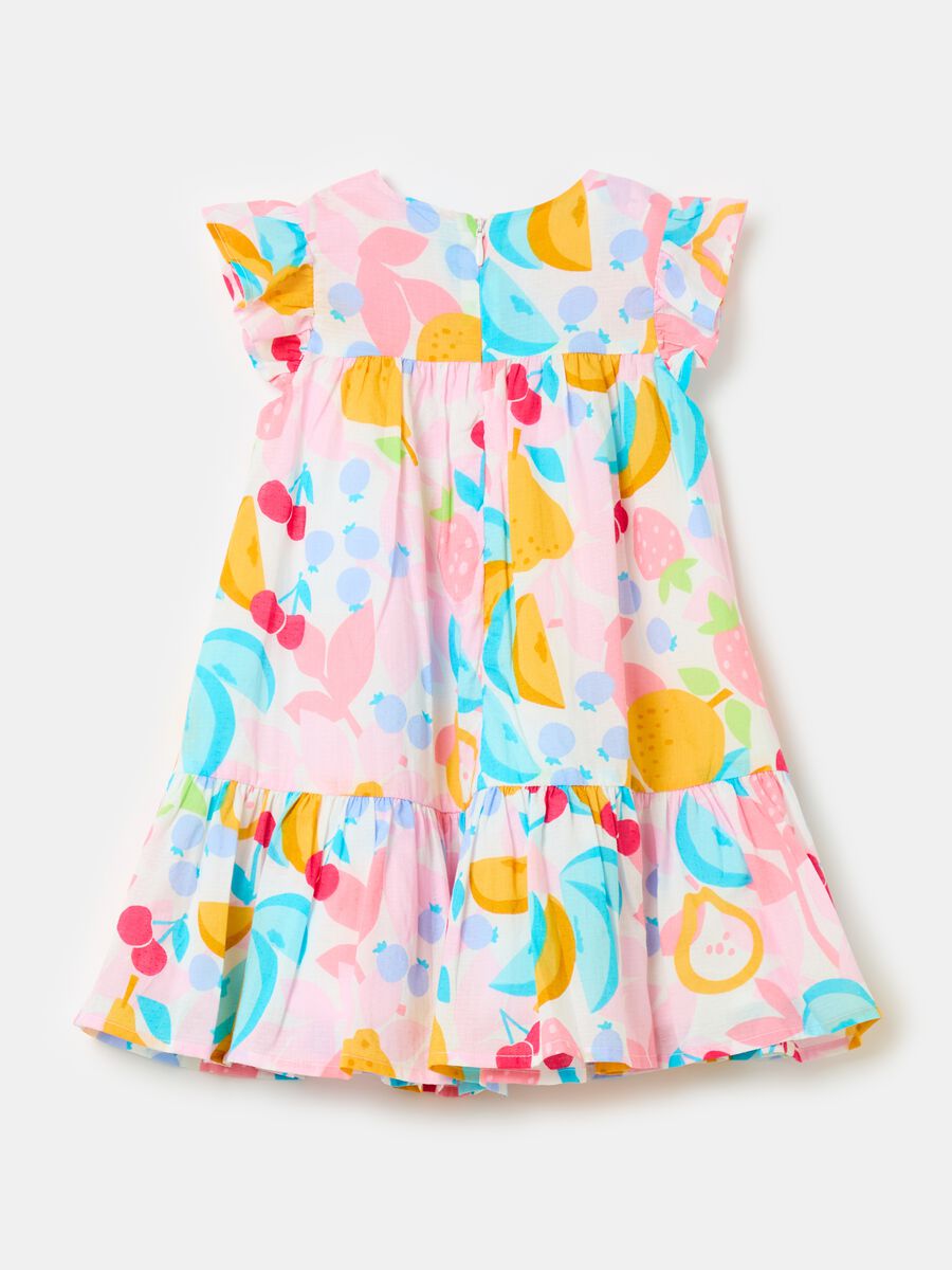 Dress with flounce and fruit print_1