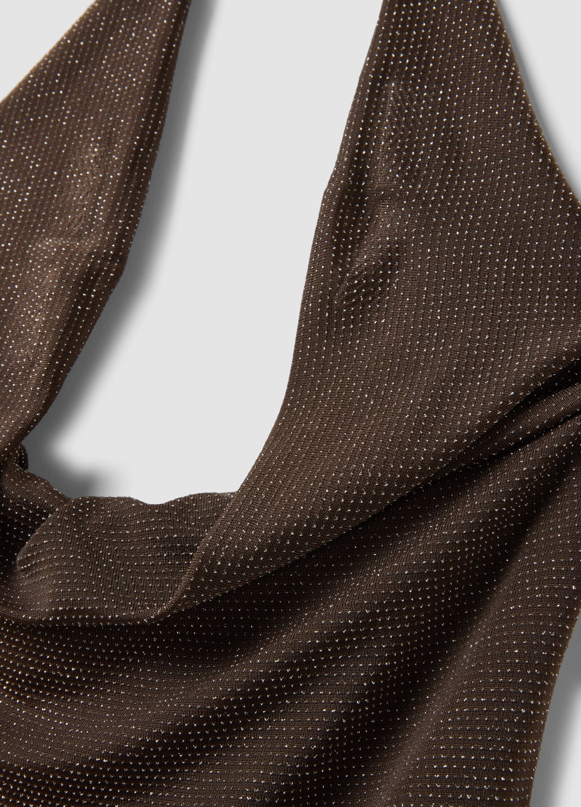 Brown stretch-fabric top with soft neckline