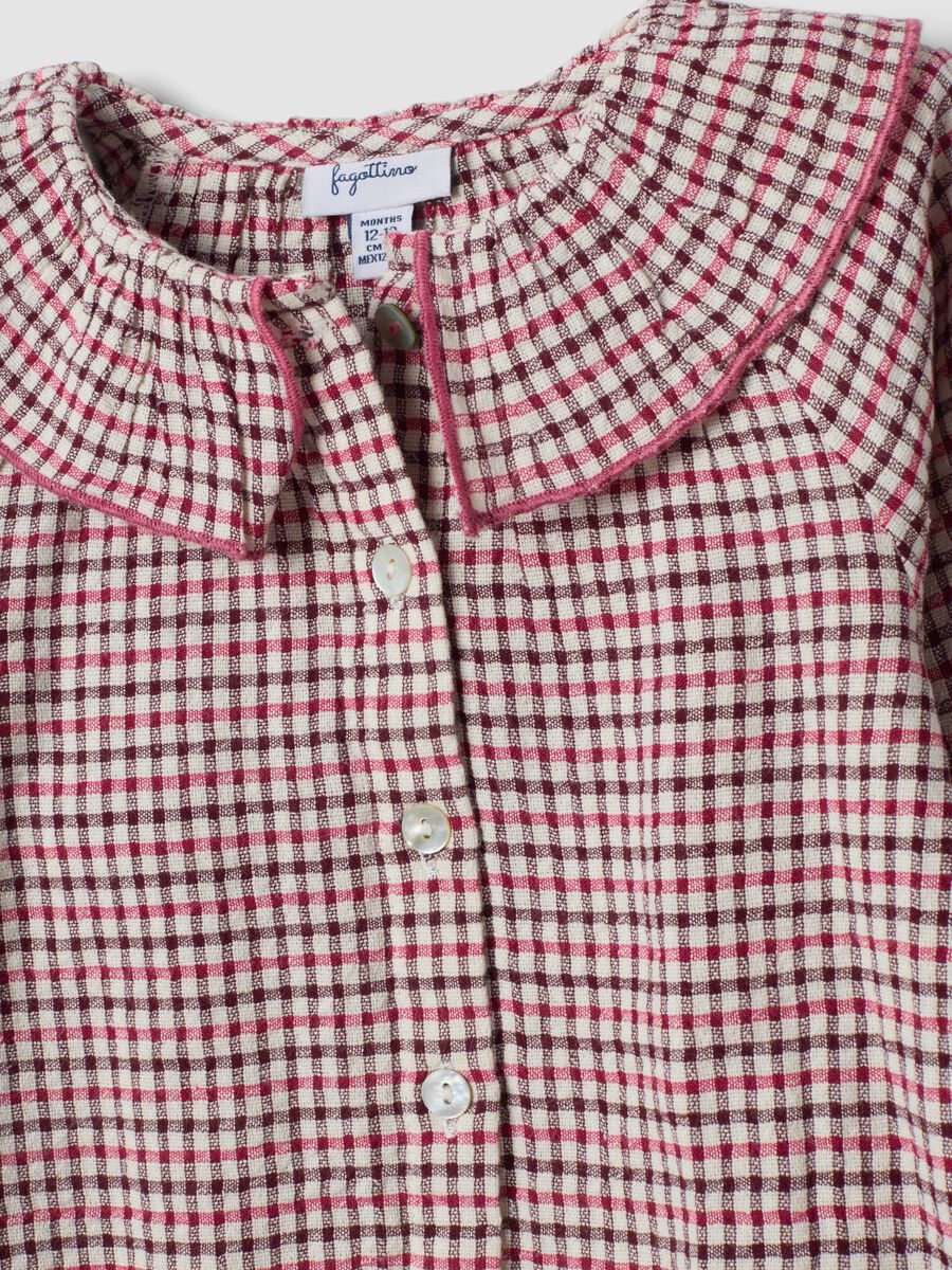 Camicia ecr&ugrave;, rosso bordeaux e rosa scuro in misto viscosa e cotone_2