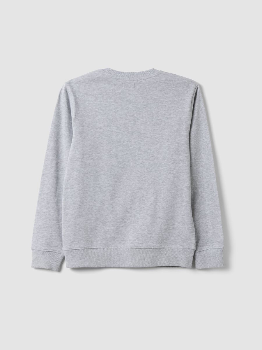 Grey cotton and viscose blend sweatshirt with &ldquo;Victory&rdquo; slogan for boys_4