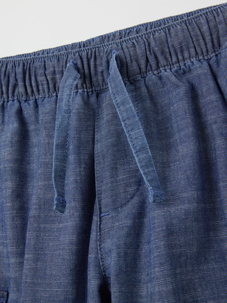Boys' blue pure cotton regular fit shorts with elasticated waistband_3