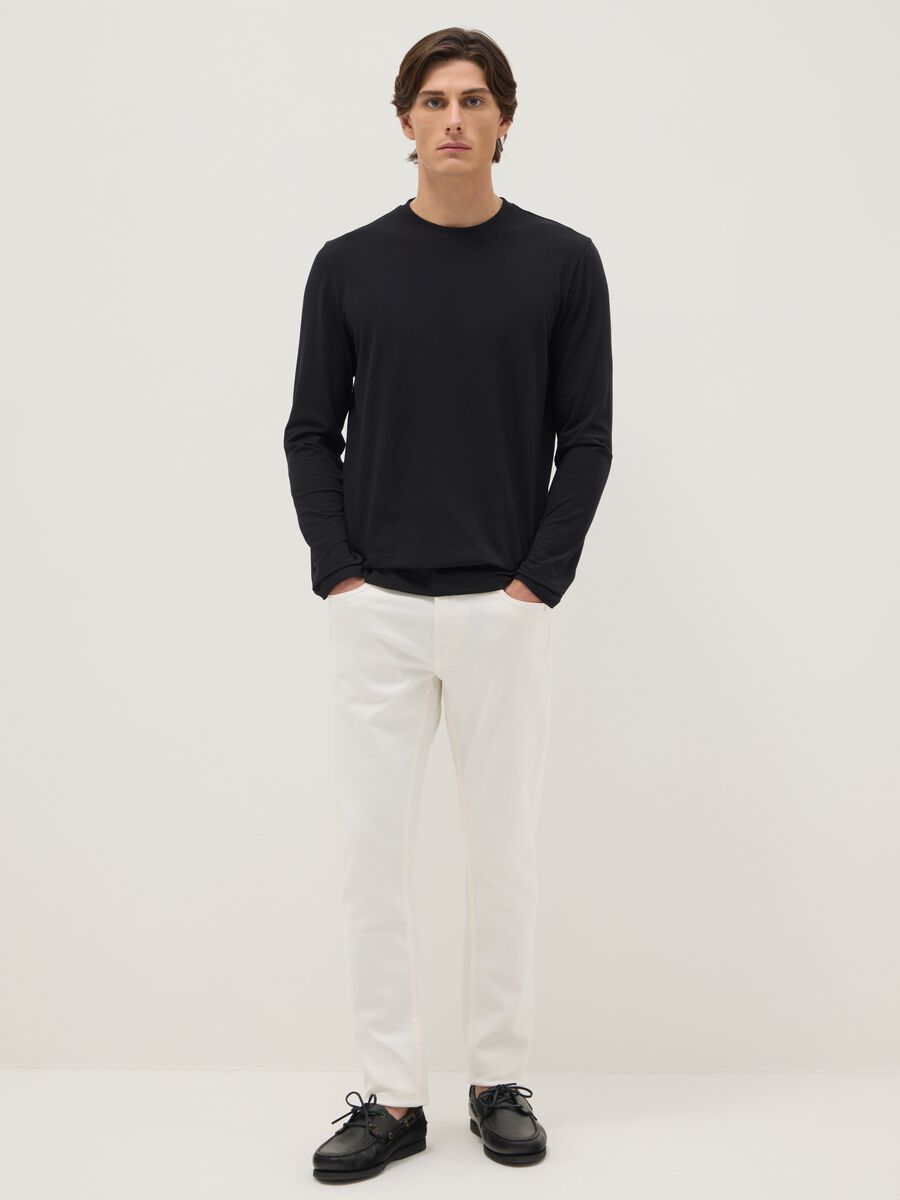 Skinny fit white jeans in stretch cotton_0