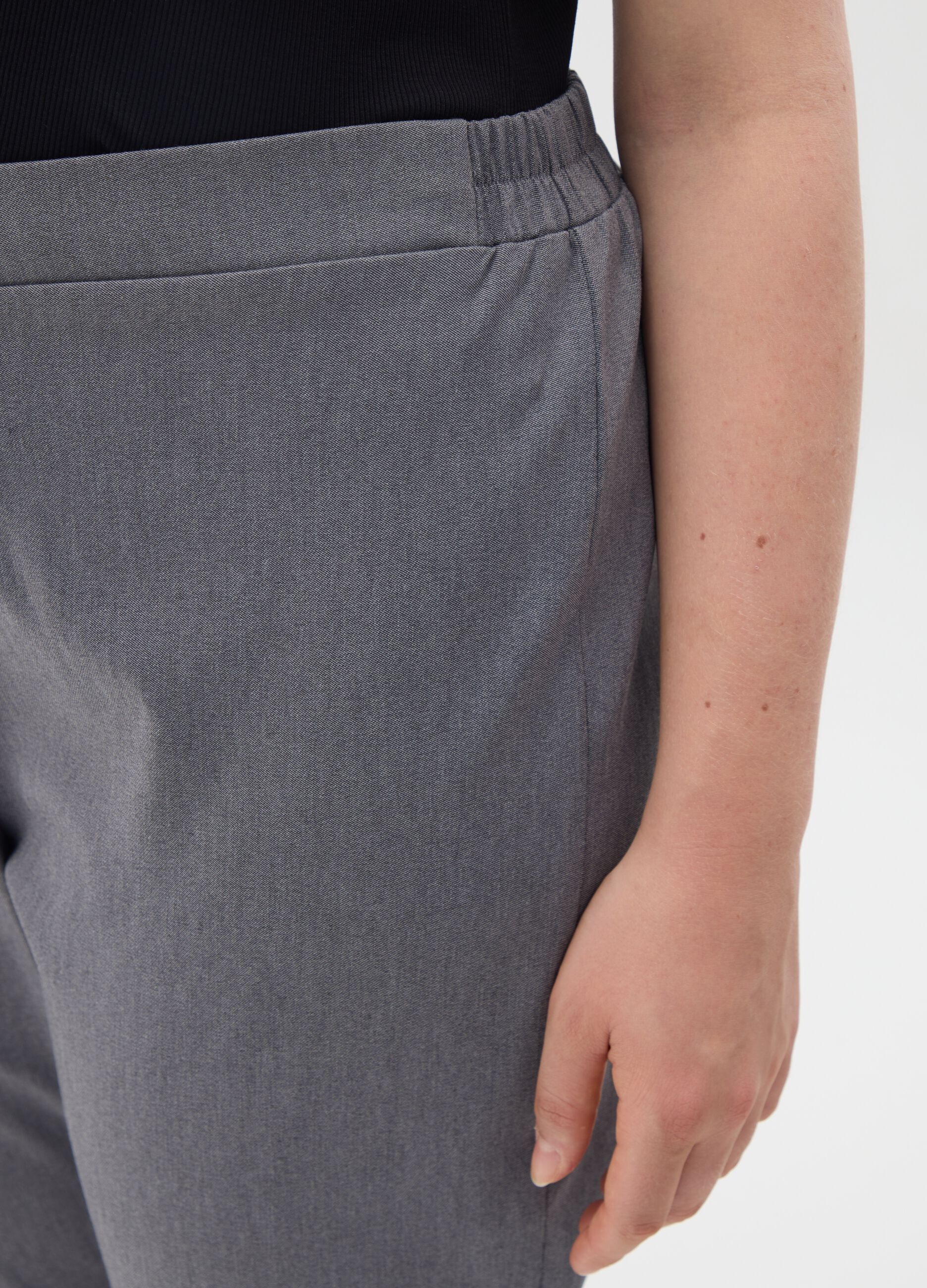 Grey Viscose Blend Regular Fit Leggings