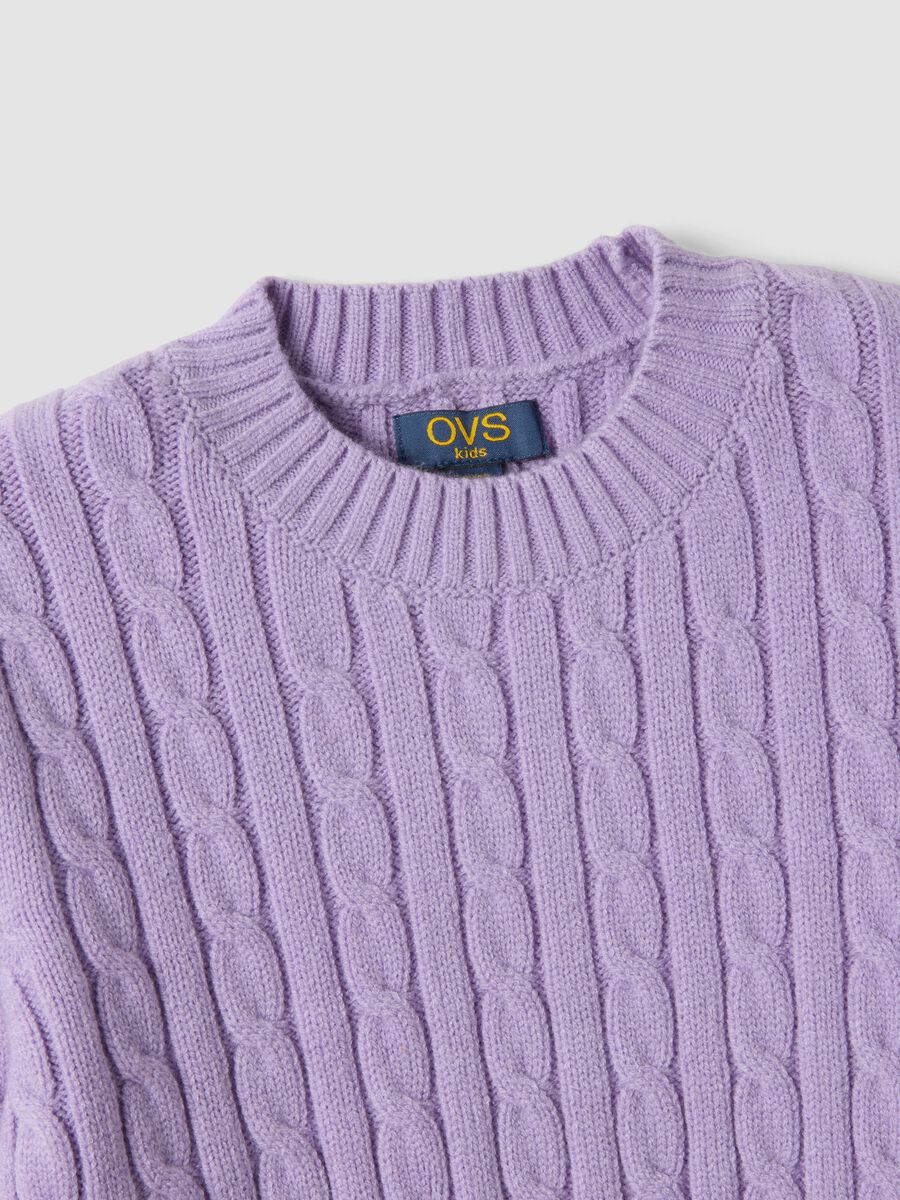 Maglia viola a trecce con girocollo regular fit_1