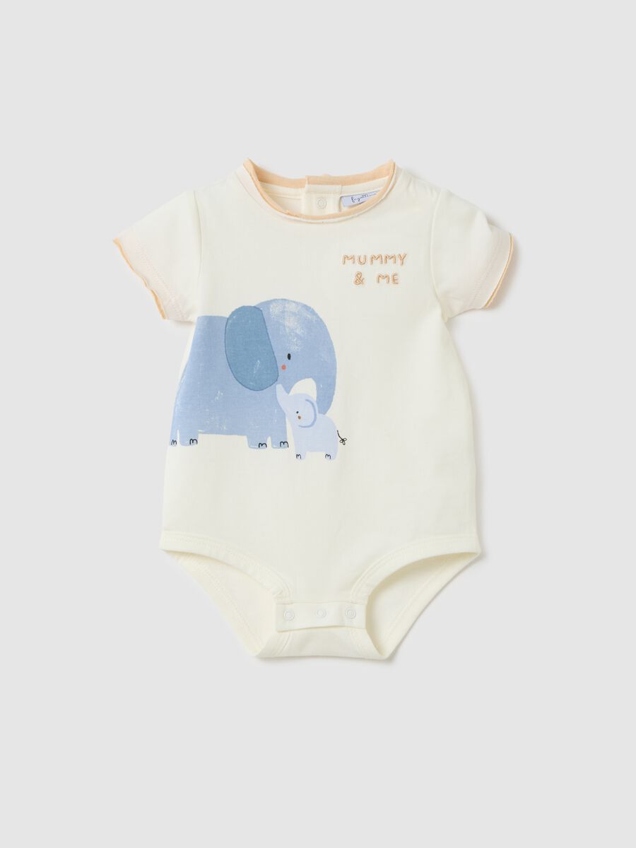 Baby bodysuit in pure white cotton with print_0