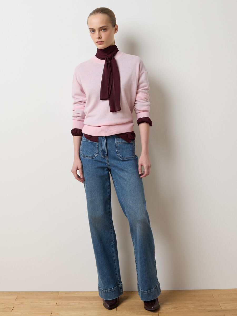 Pink pure wool crew neck jumper, regular fit_2