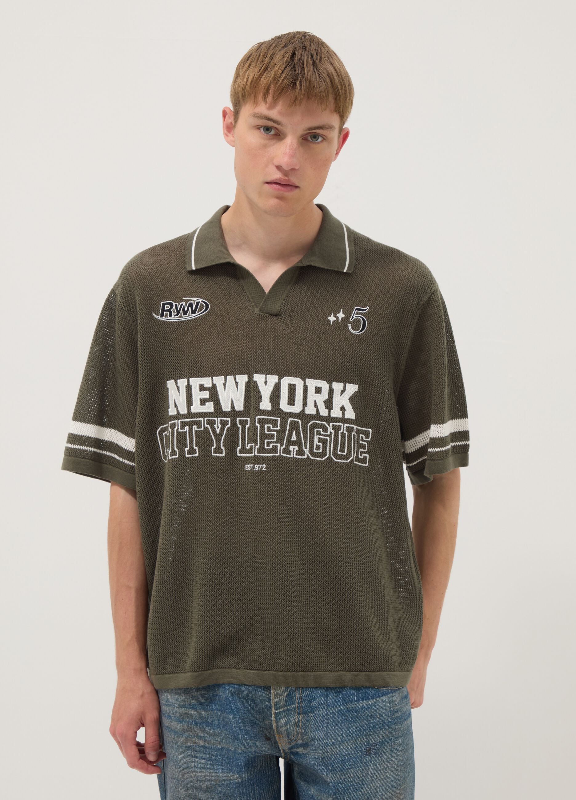 Green pure cotton polo shirt