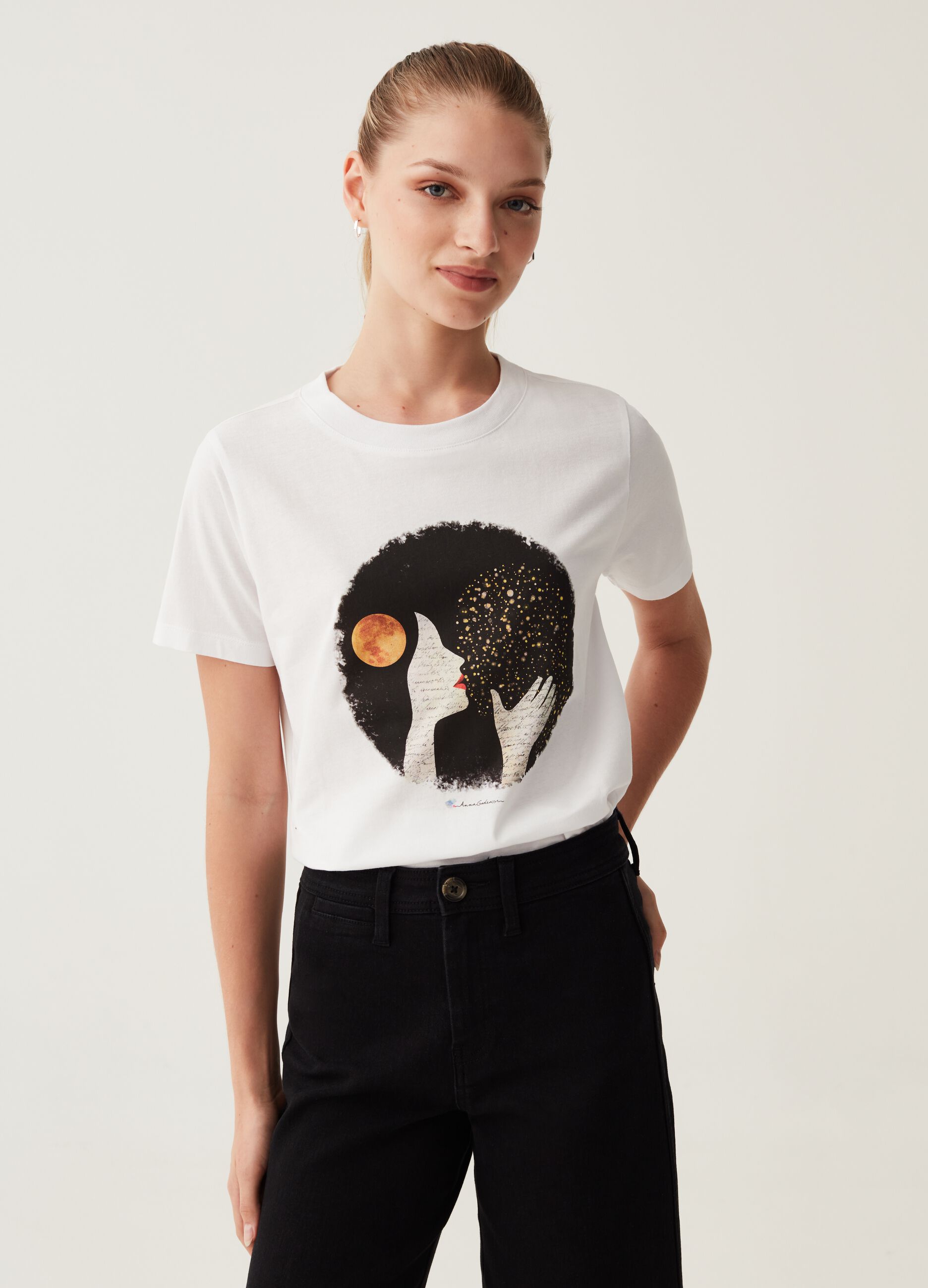 T-shirt in cotone con stampa Anna Godeassi