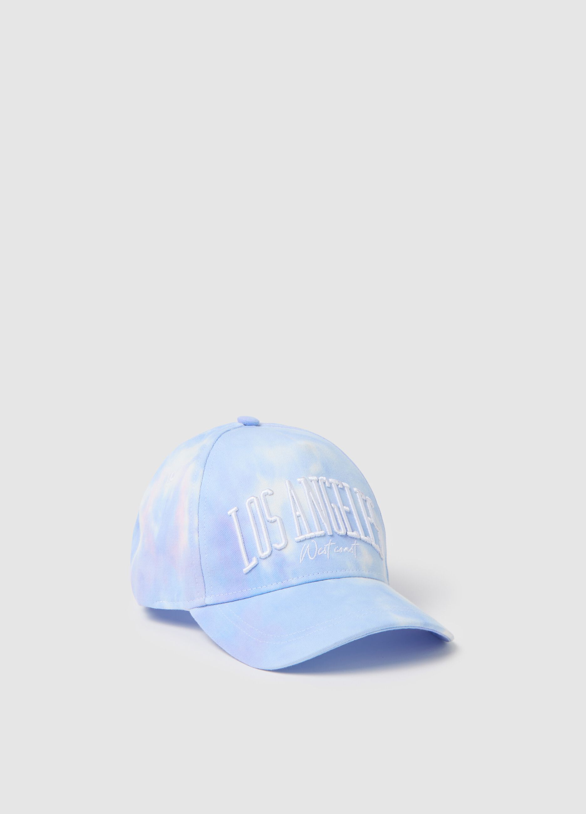 Cappellino da ragazza in puro cotone azzurro con ricamo Los Angeles