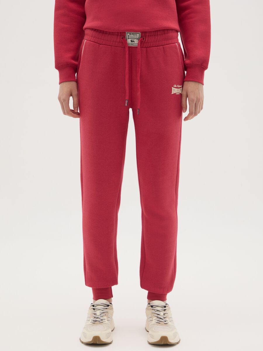 Red cotton blend jogger trousers_1