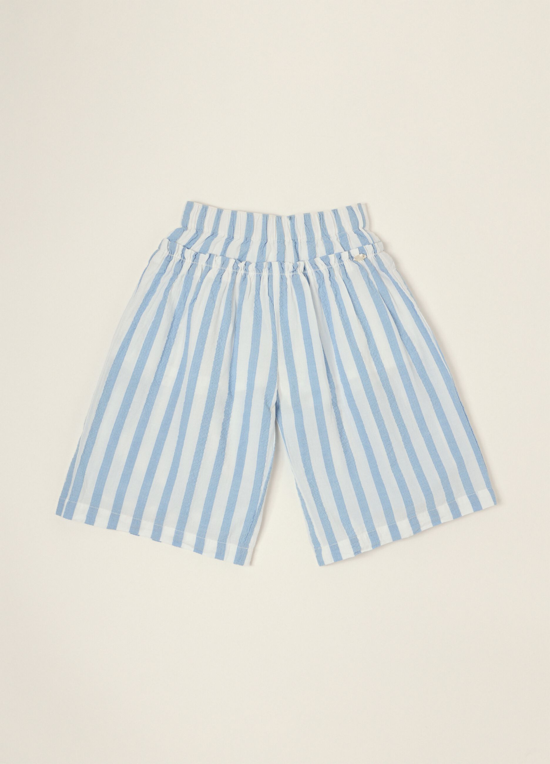 Sky Blue Pure Cotton Striped Trousers