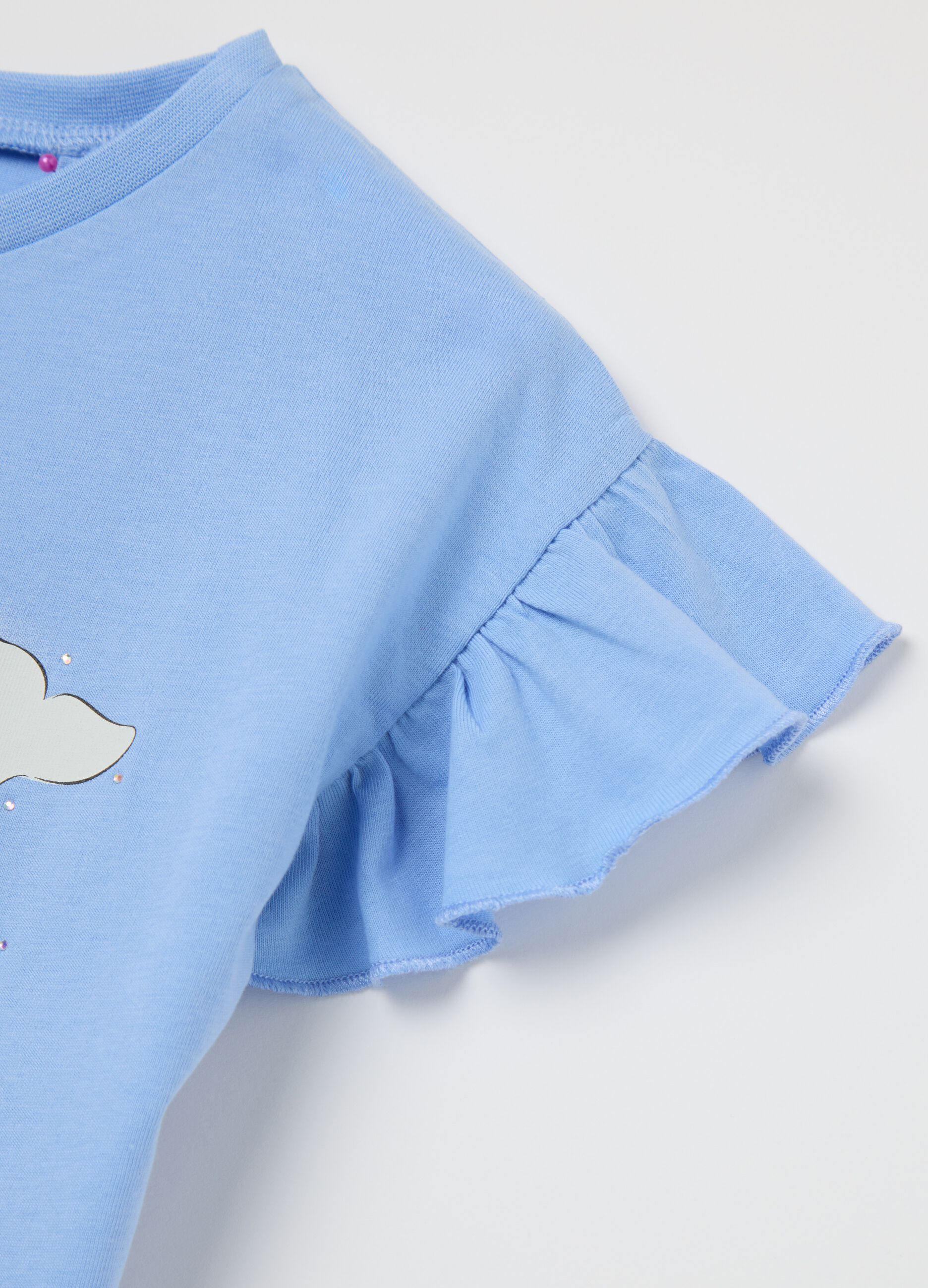 Light blue cotton T-shirt with print