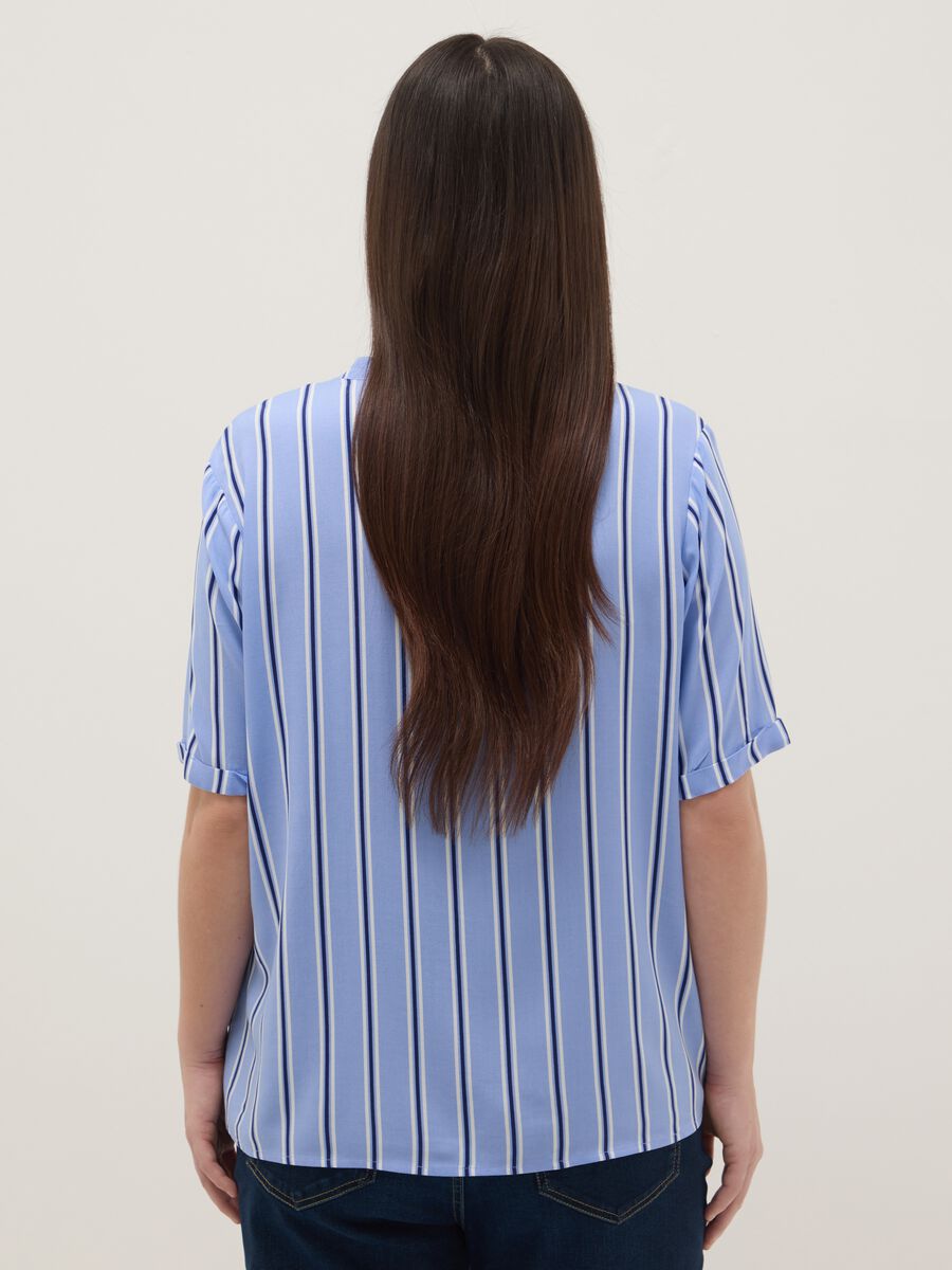 Multicolour stripe pure viscose shirt, regular fit with buttons_2