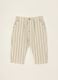 Beige striped pure cotton shorts_0