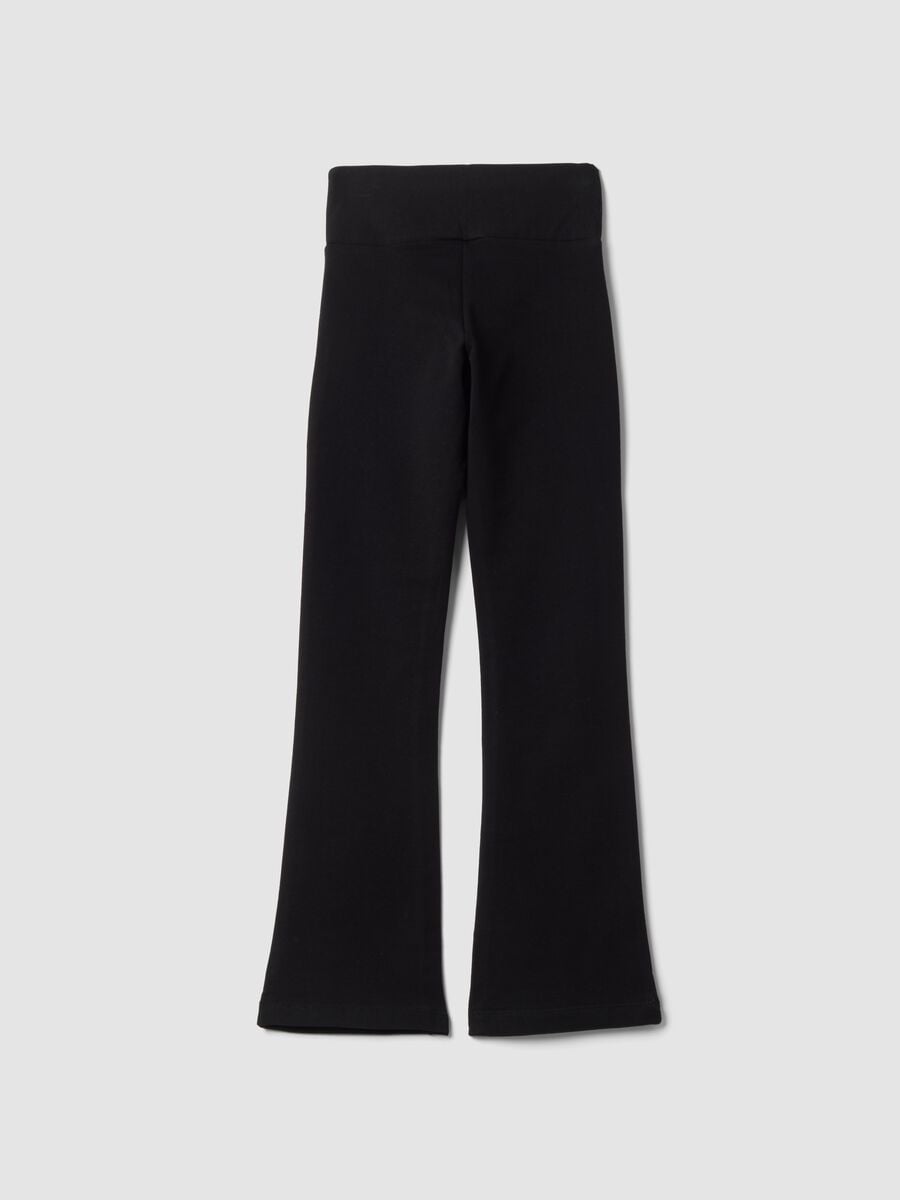 Black stretch cotton flare-leg leggings_1