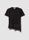 T-shirt nera in puro cotone con inserto in pizzo relaxed fit_4