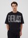 Black pure cotton T-shirt with front logo_0