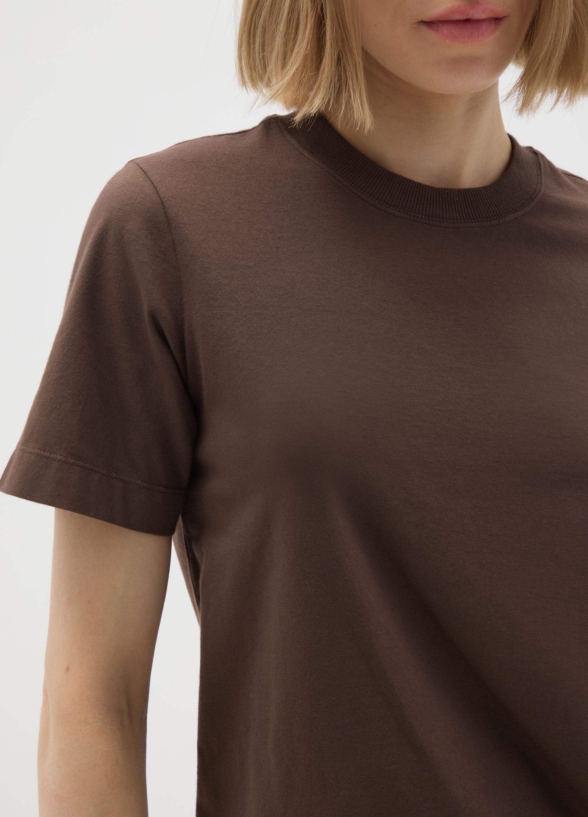 Brown T-shirt in pure Italian cotton regular fit