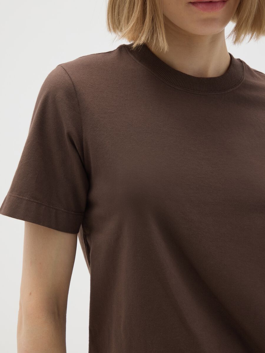 Brown T-shirt in pure Italian cotton regular fit_3