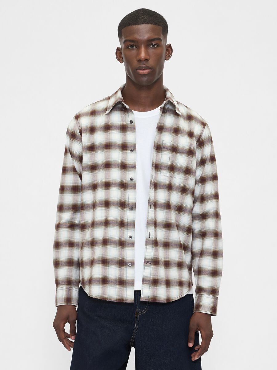 Stretch Brown Check Shirt_0