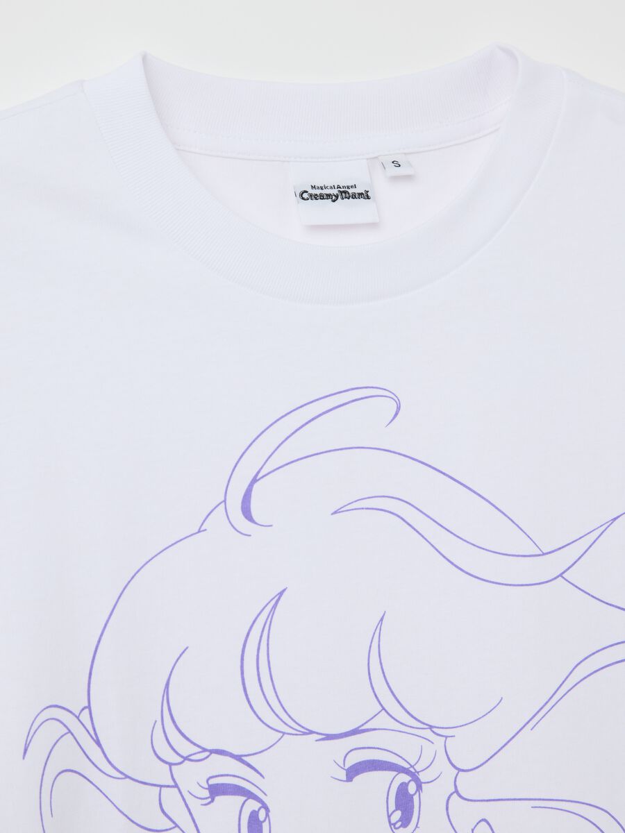 White T-shirt in cotton with Creamy Mami print_5
