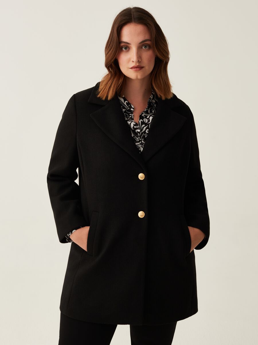 Cappotto corto con bottoni dorati Curvy_1