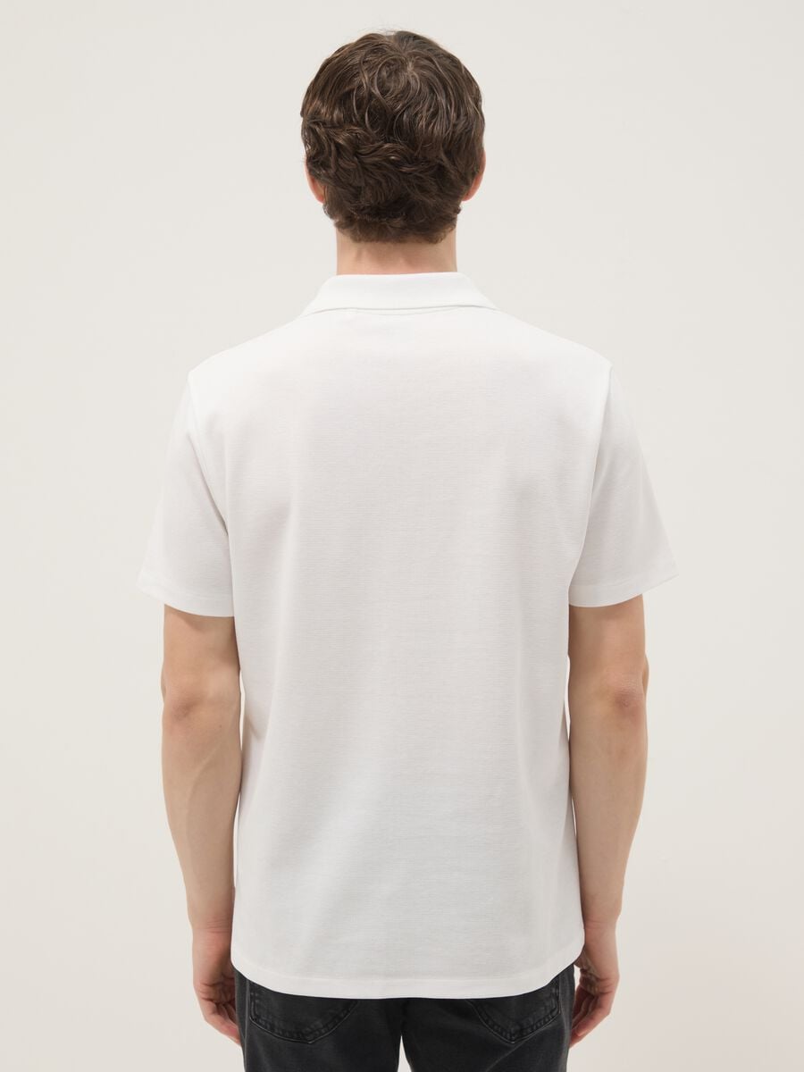 White stretch cotton polo shirt_3