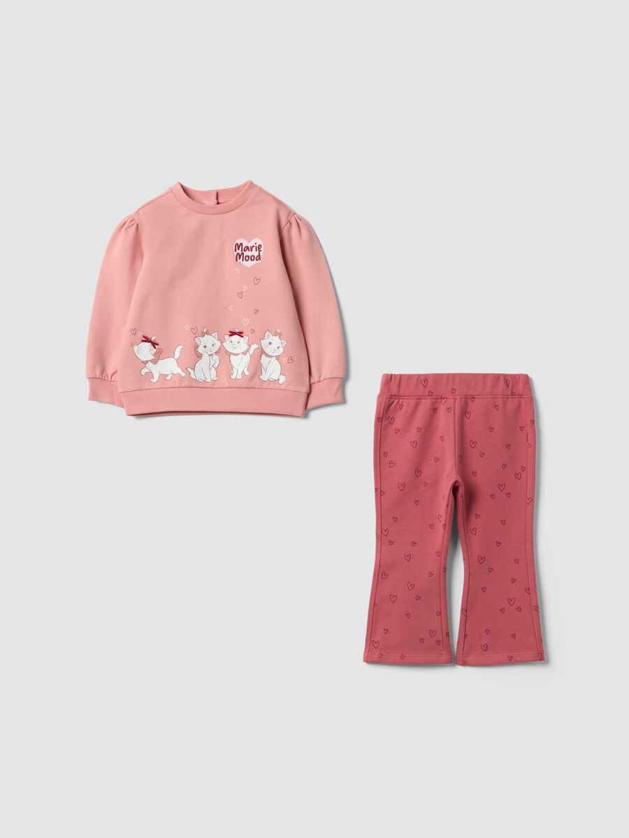 Completo rosa in cotone organico elasticizzato con stampa Aristogatti_0