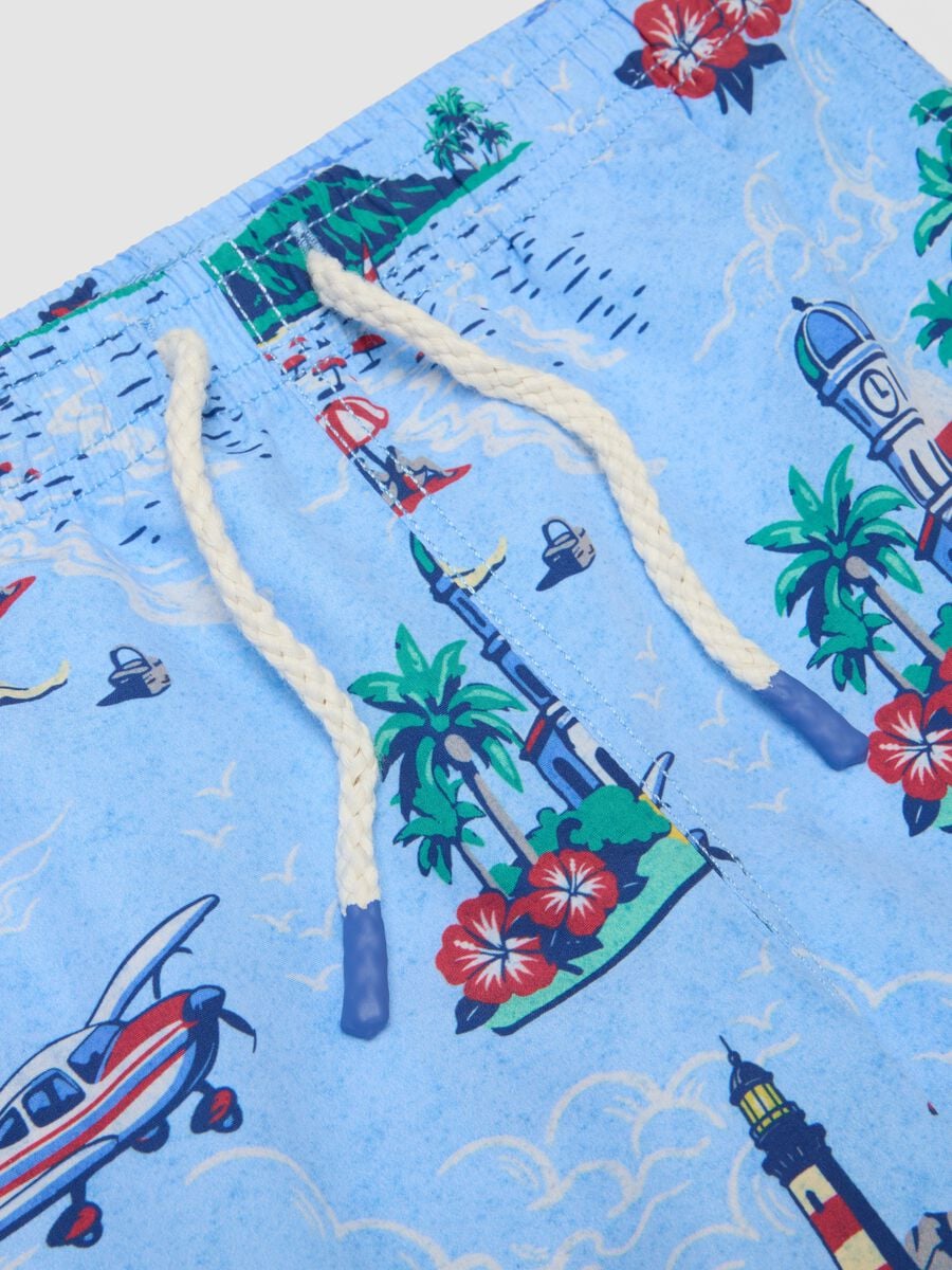 Boxer mare azzurro con stampa tropicale_2