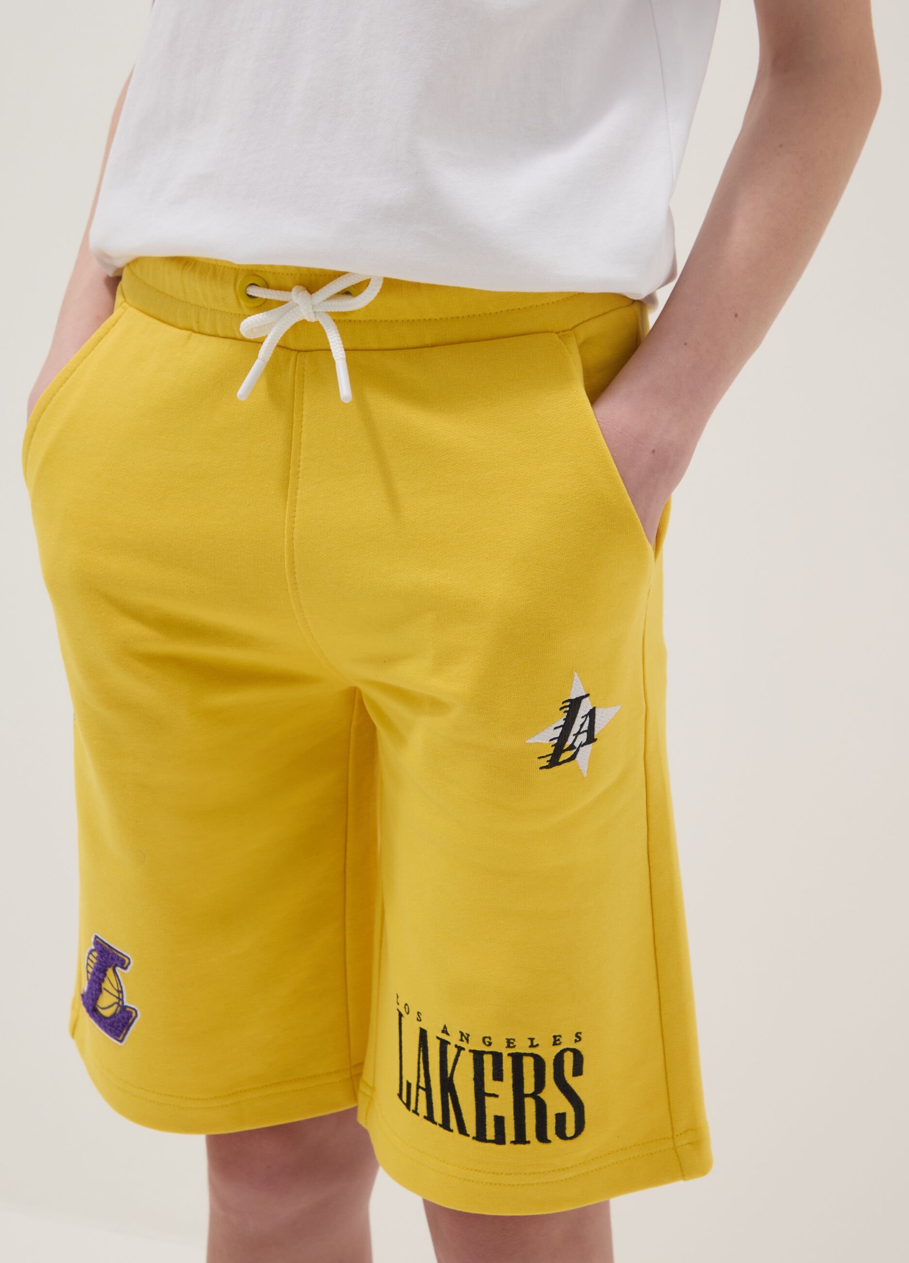 Shorts gialli in misto cotone