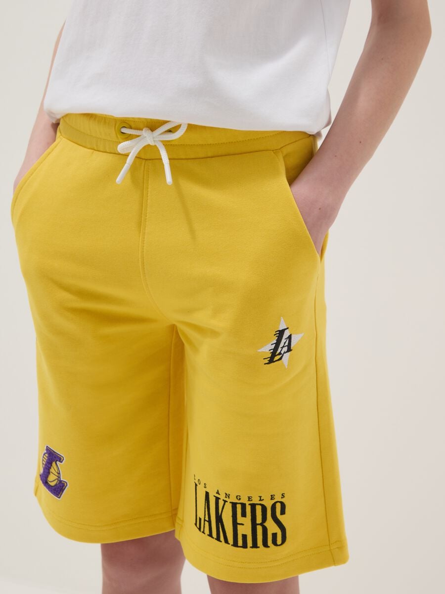 Yellow cotton-blend shorts_1