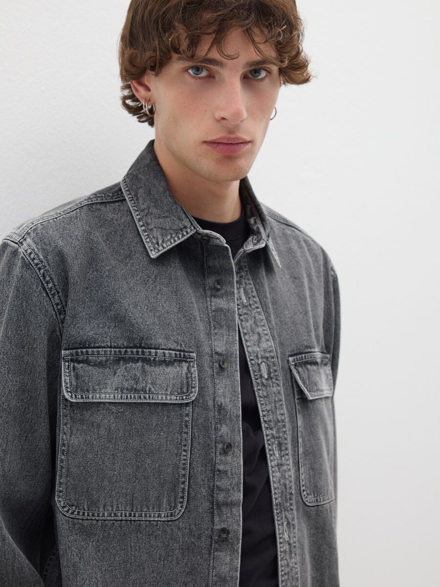 Grey pure cotton shirt regular fit_1