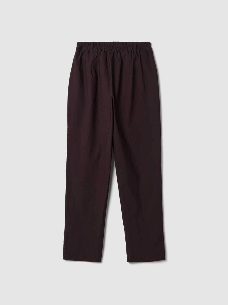 Dark brown regular-fit stretch viscose trousers_2
