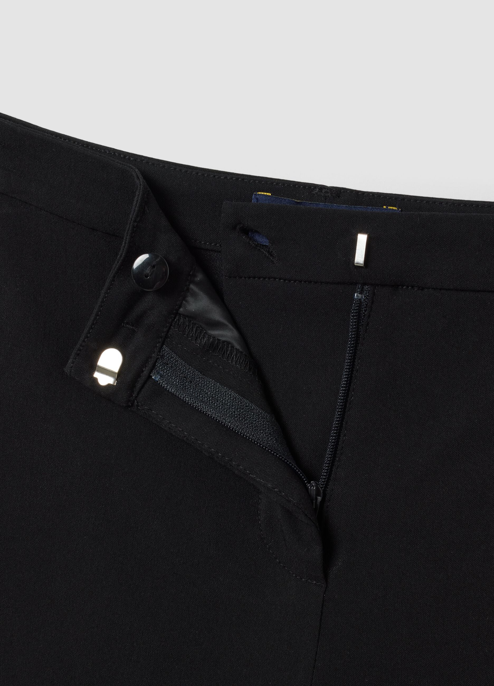 Black stretch viscose slim-fit chino trousers