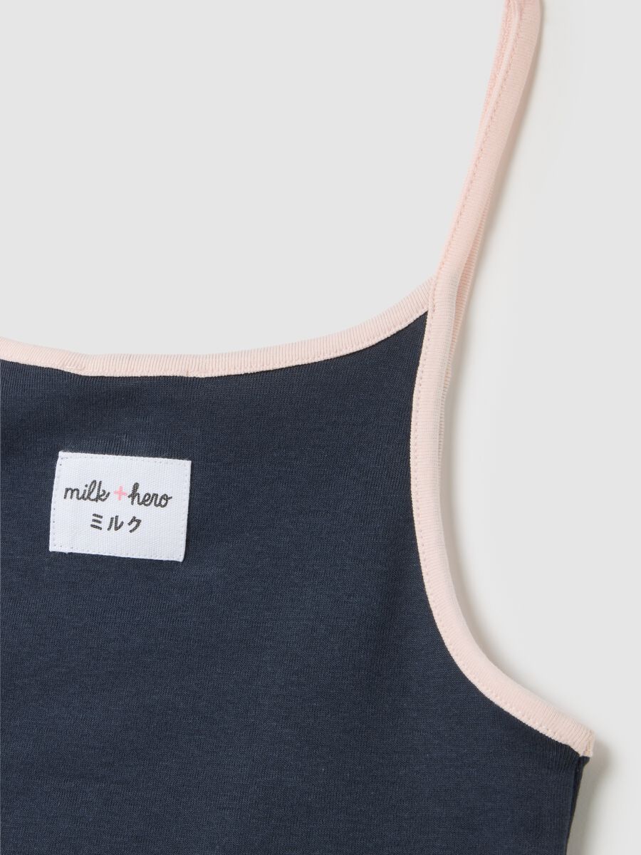 Women's sleeveless top in pure blue cotton regular fit_5