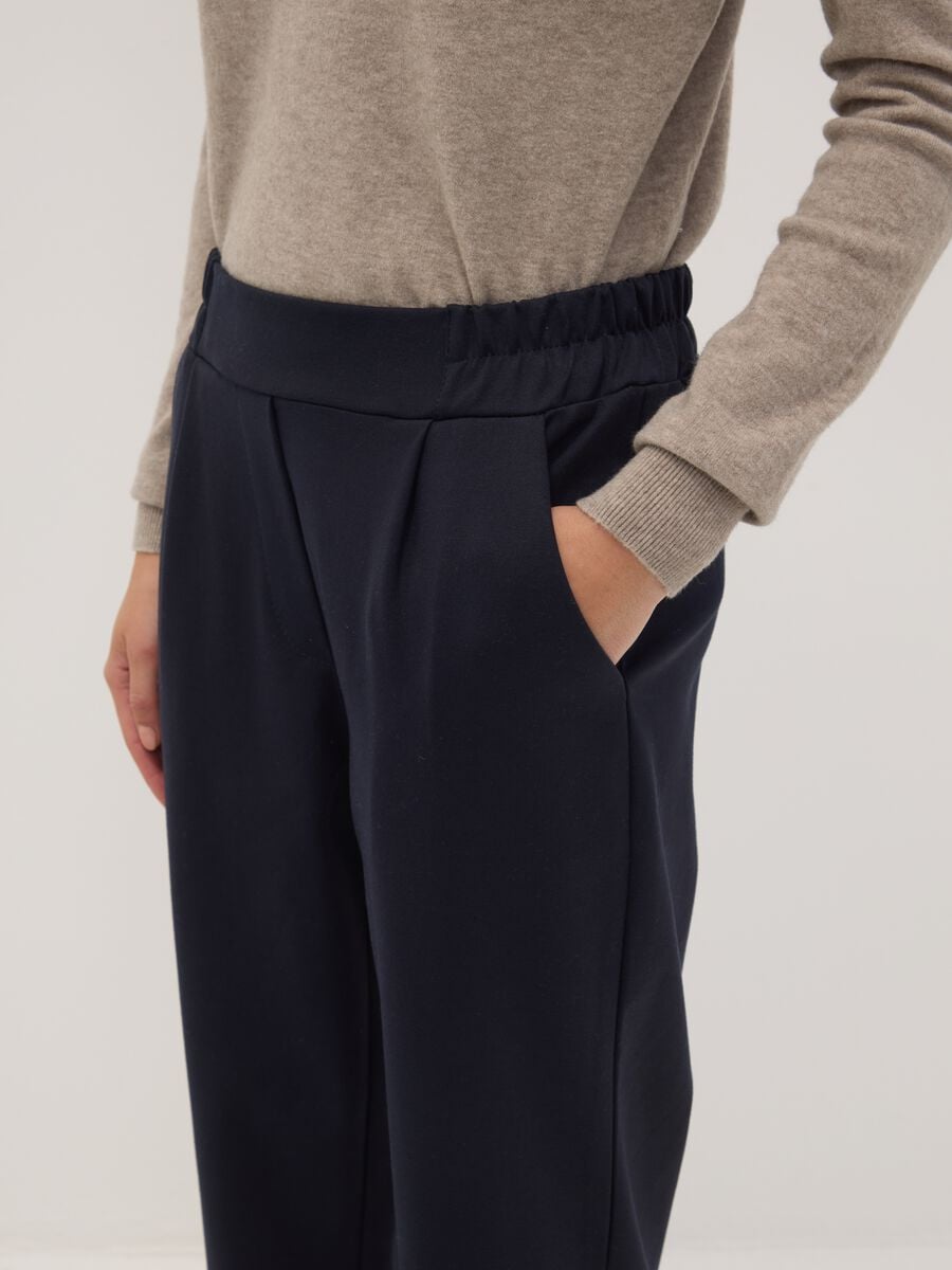 Navy blue stretch viscose regular-fit trousers_2