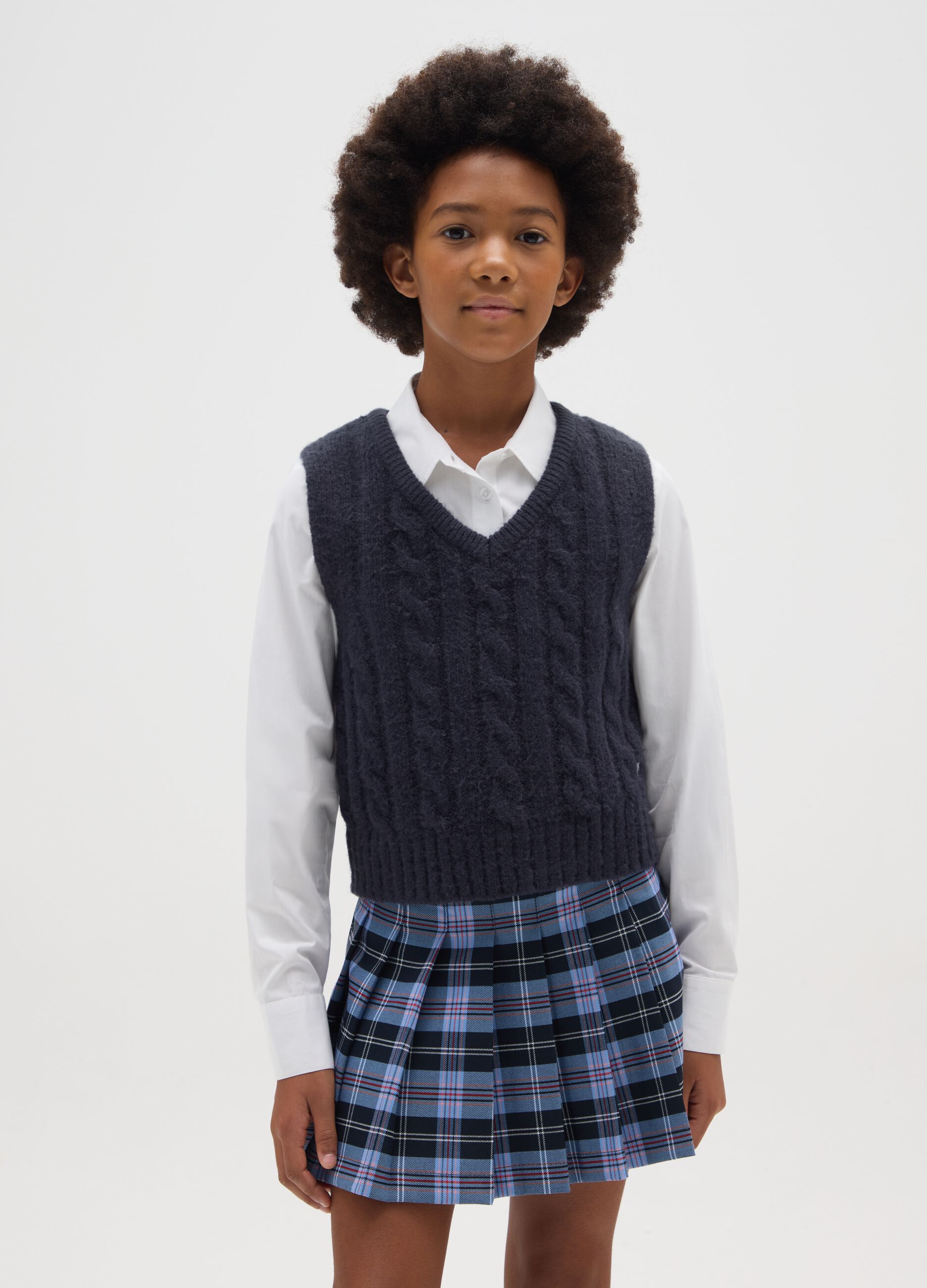 Girls' blue mix regular fit gilet