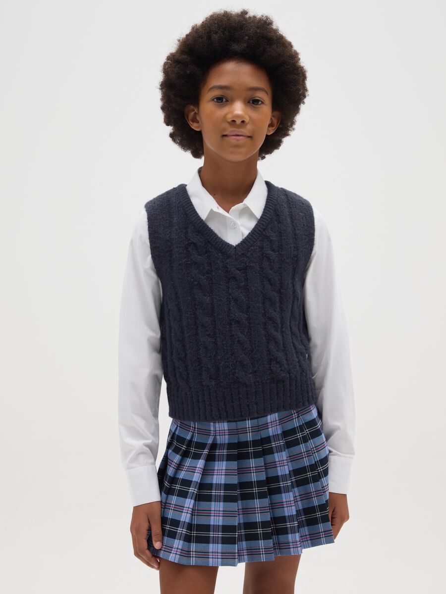 Gilet da ragazze blu con trama jersey_0