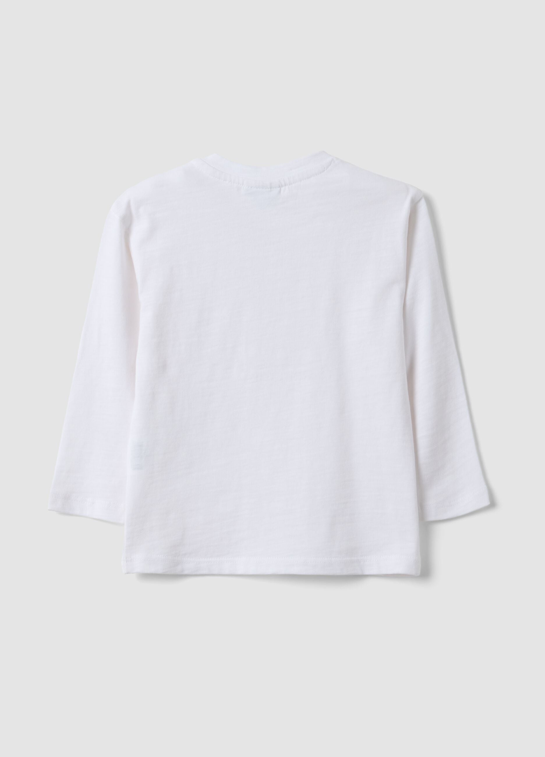 White oversized pure organic cotton T-shirt with chest pocket for boys