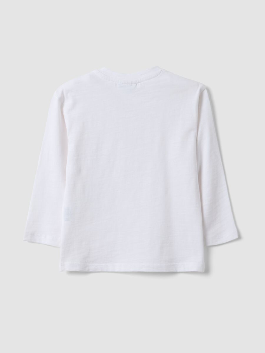 White oversized pure organic cotton T-shirt with chest pocket for boys_1