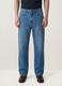 Blue wide-leg pure cotton jeans_3