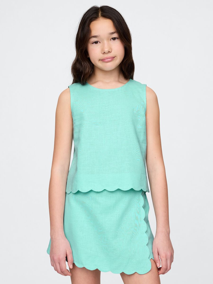 Sea green top with wave trim_0