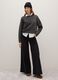 Black wide leg trousers in stretch cotton regular fit_0
