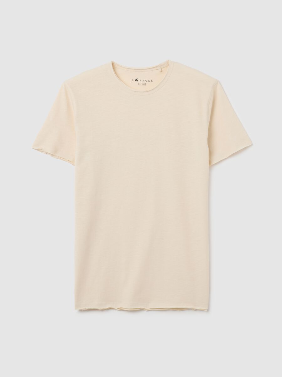 Men's beige pure cotton regular fit t-shirt_0
