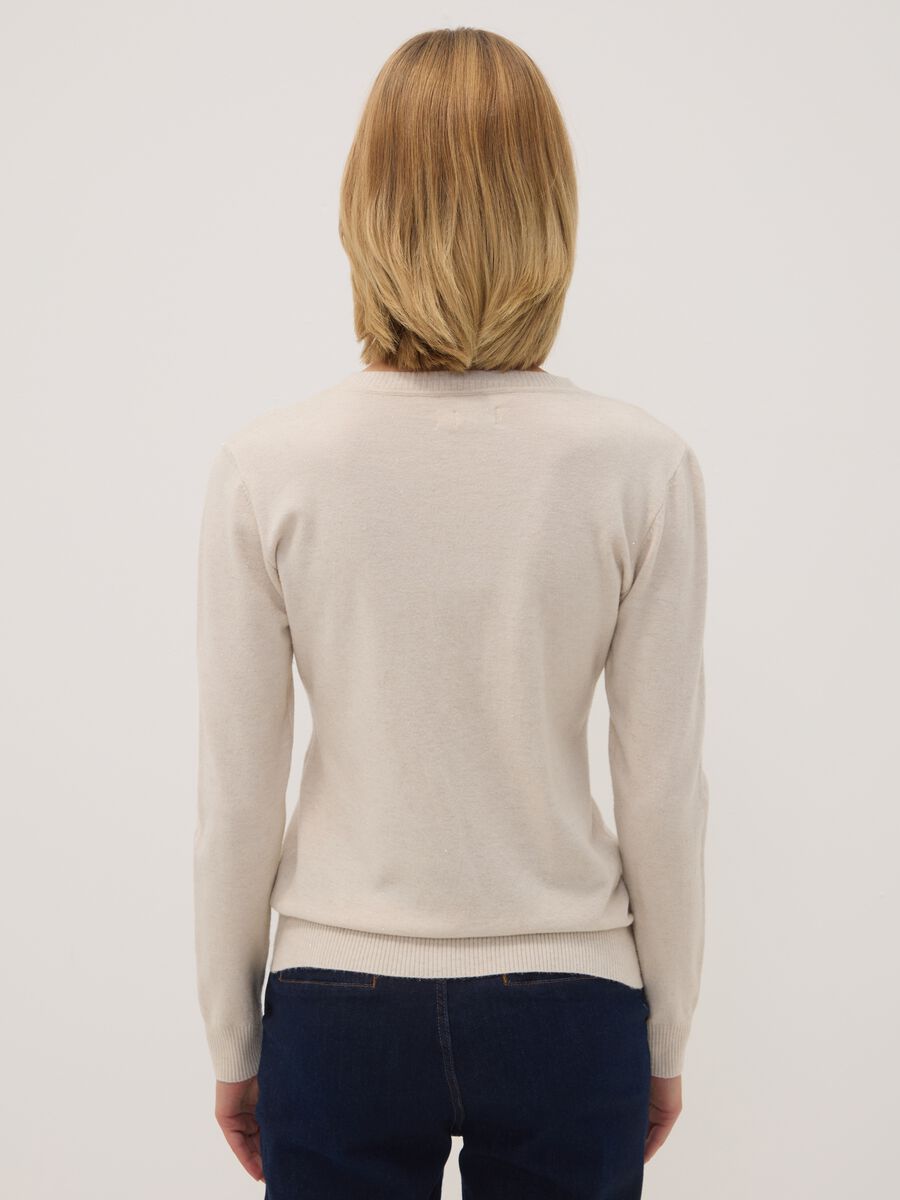 Beige viscose-blend jumper with m&eacute;lange yarns_3